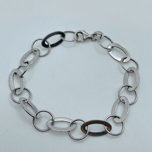Vtg Sterling Silver Circle & Oval Link Bracelet
925 Italy 7*